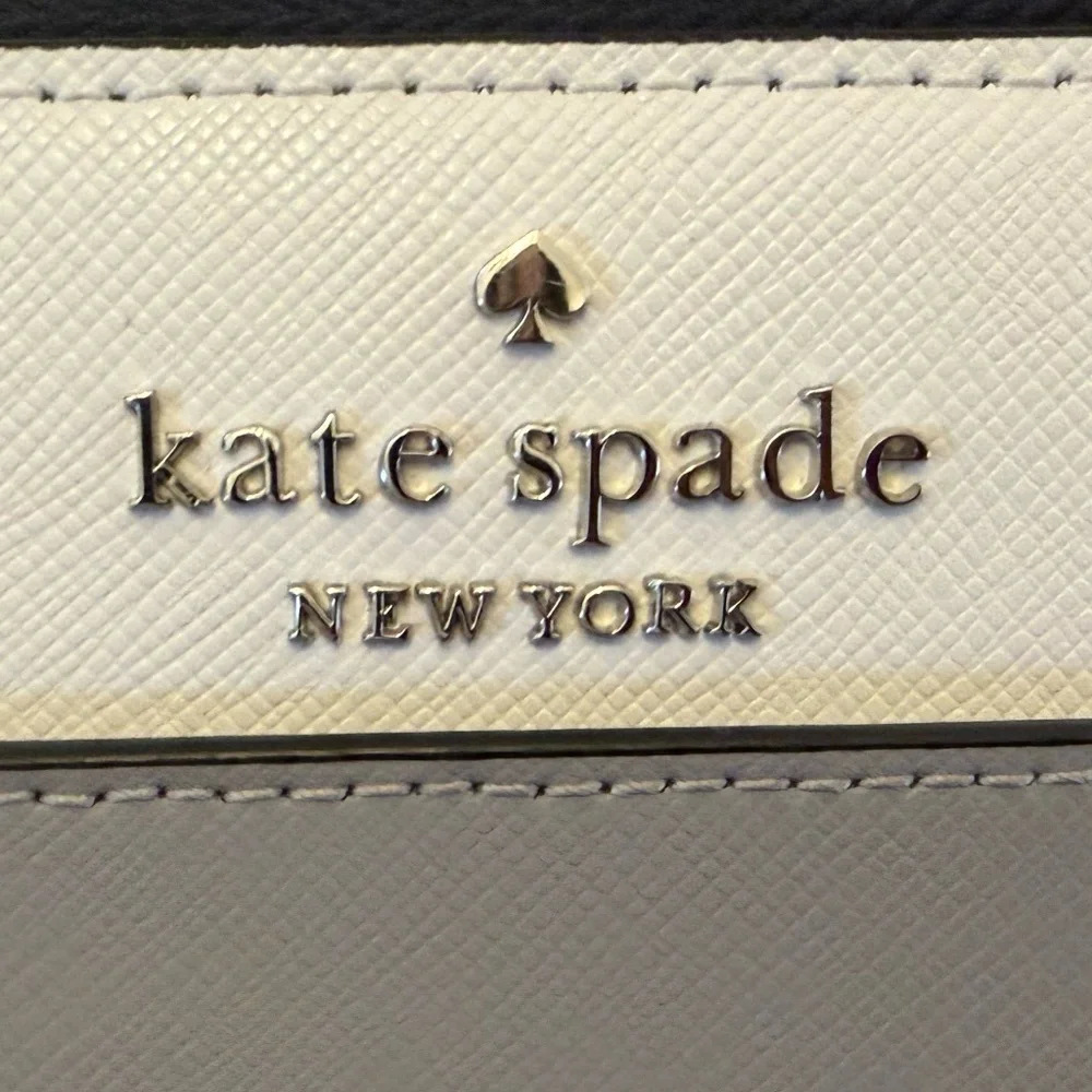 Kate Spade New York Saffiano Zip Around Wallet Beige Gray